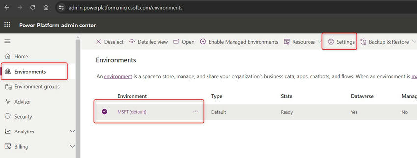 Power Platform admin center